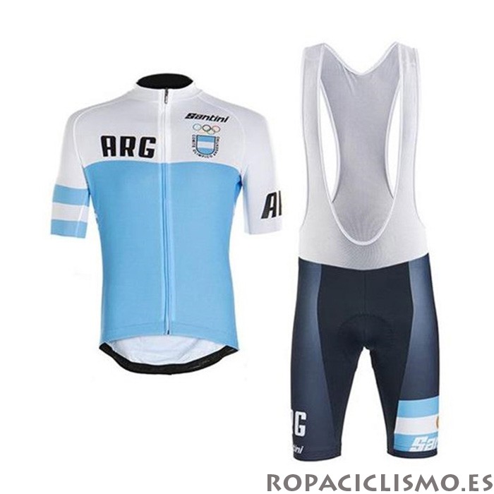 2020 Maillot Argentino Tirantes Mangas Cortas Blanco Azul